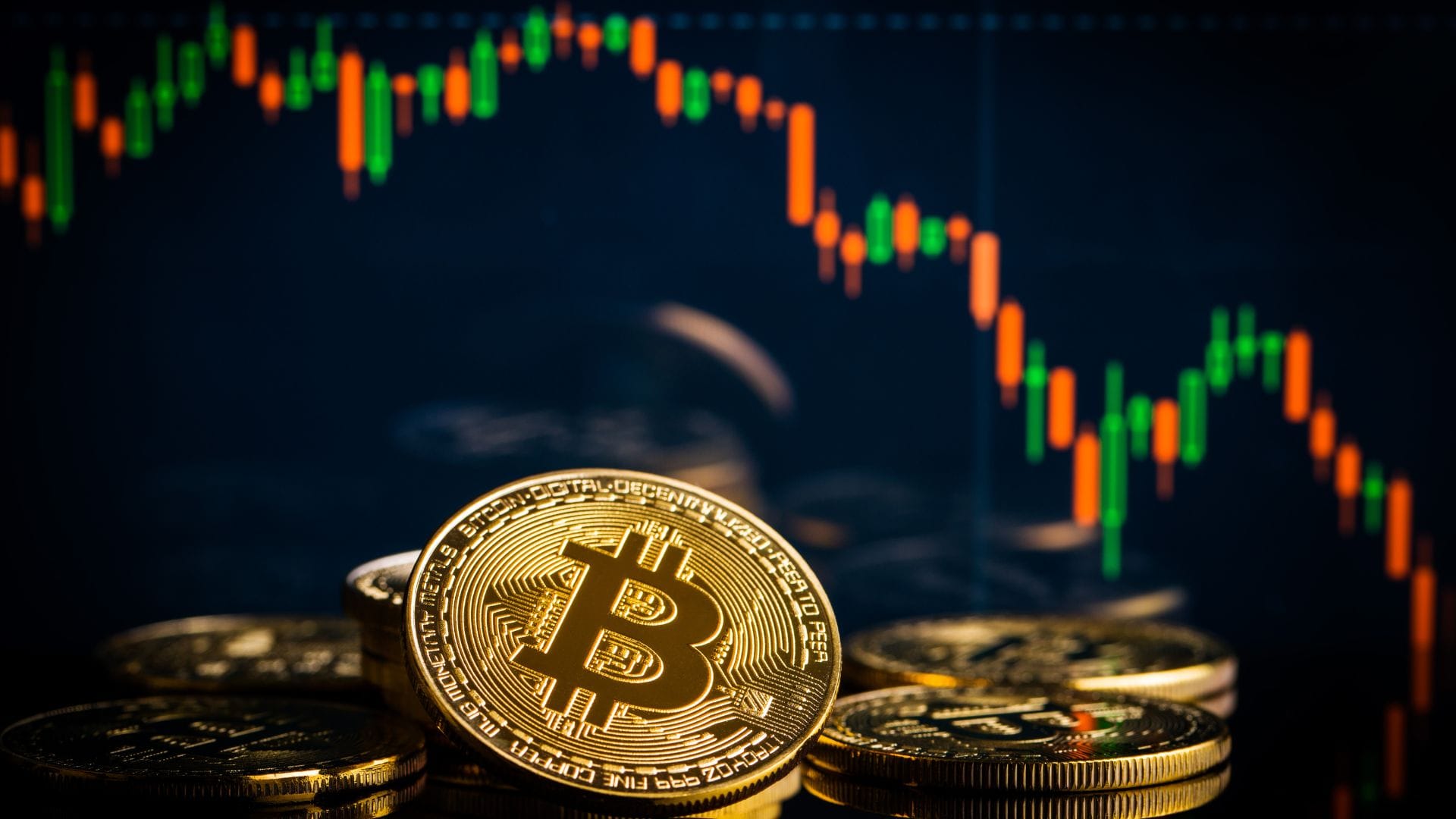 a chart with a bitcoin and a graph